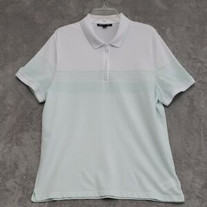 Michael Kors White and Mint Polo Shirt XL Breathable Comfort Zip Neck